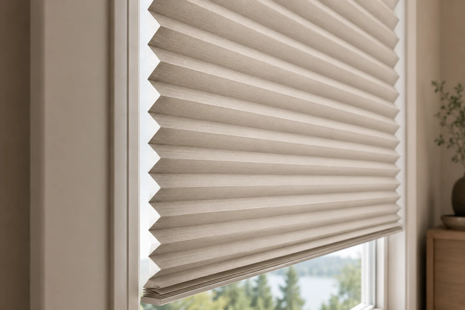 Pleated Shades in a furnished room
